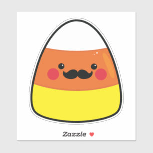 Sticker Kawaii Halloween Corn à bonbons avec Moustache
