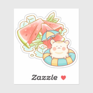 Sticker Kawaii Hamster Pastèque Été - Joli Esthétique