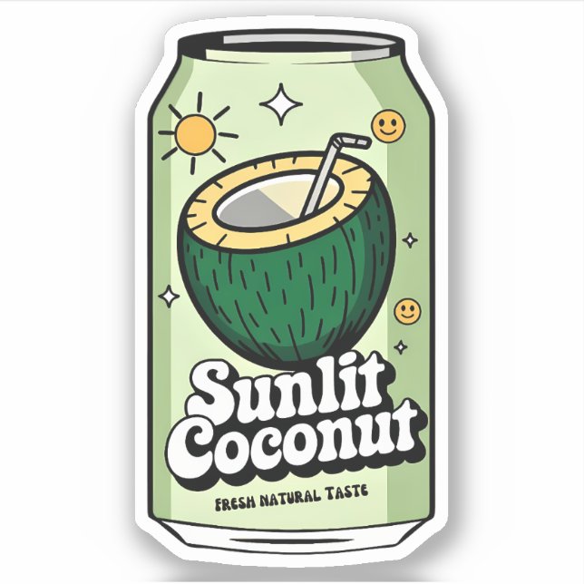 Sticker Kawaii Joli Fun Fruity Jus De Coco Boisson (Devant)