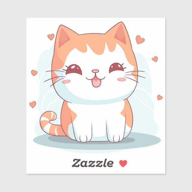Sticker Kawaii Kitty Chat Chibi (Feuille)