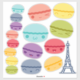 Sticker Kawaii Macarons empilé par arc-en-ciel