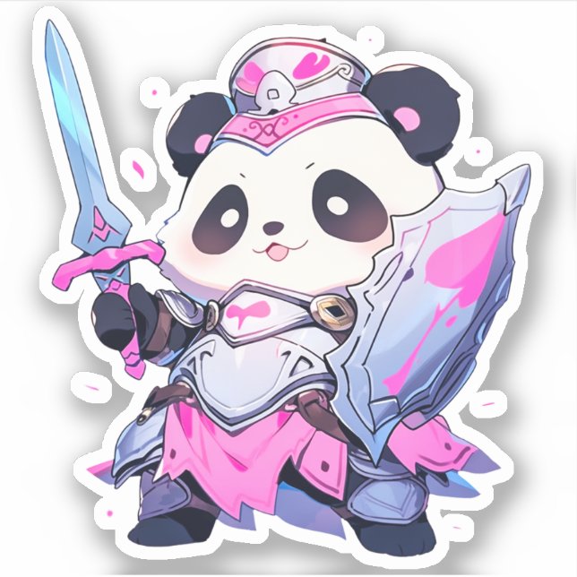 Sticker Kawaii Panda - Chevalier Saint-Coeur (Devant)