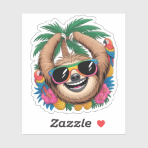 Sticker Kawaii Paresseux Tropical – Vibrations É estivales