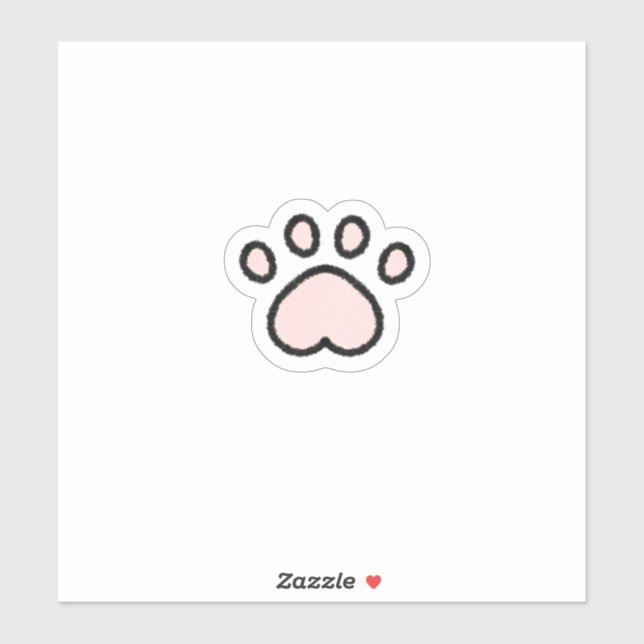 Sticker Kawaii Pastel Paw Chat Rose (Feuille)