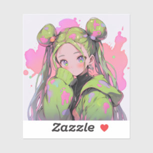 Sticker Kawaii Pastel Splatter Anime Girl