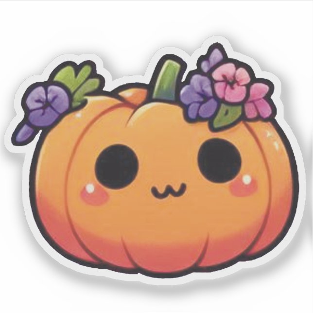 Sticker Kawaii Pumpkin Flower Crown - halloween fall (Devant)
