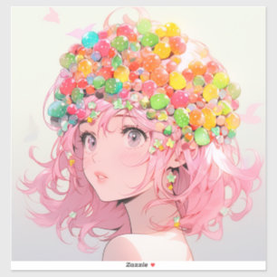 Sticker Kawaii Rainbow Pastel Candy Champagne Anime Girl