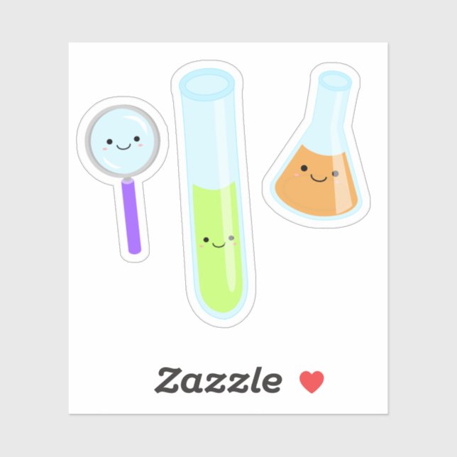 Sticker Kawaii Science Test Tube Beaker Magnifier le verre (Feuille)