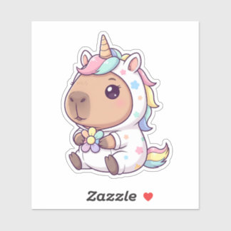 Sticker Kawaii Unicorn Capybara