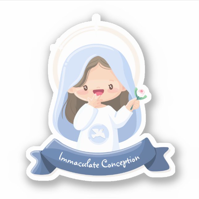 Sticker Kawaii Vierge souriante Marie (Devant)