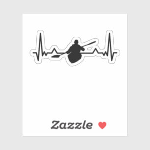 Sticker Kayak Heartbeat Line Funny Kayaking Gifts