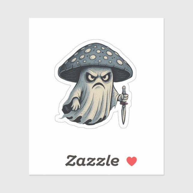 Sticker Killer 'Shroom – Spooky Ghost with Knife  (Feuille)
