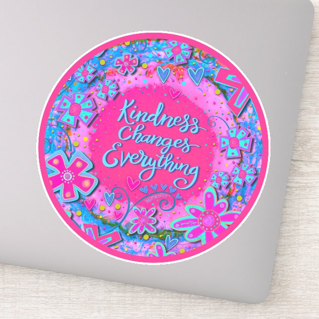 Sticker Kindness Change Tout Rose Floral (Détail)