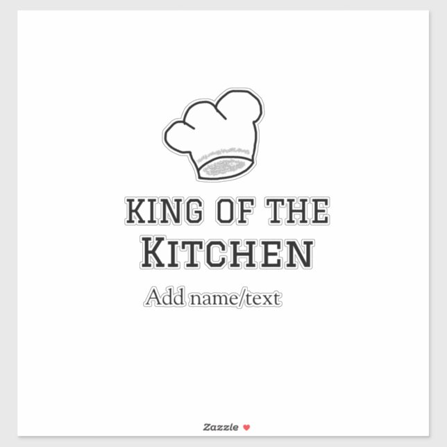 Sticker King of the cuisine chef cuisine ajouter nom couro (Feuille)