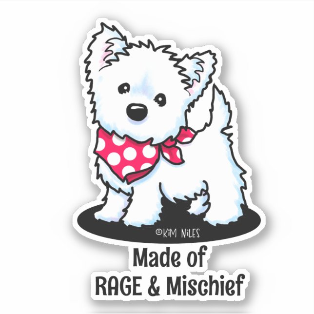 Sticker KiniArt de Westie mignonne (Devant)