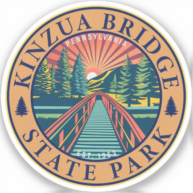 Sticker Kinzua Bridge State Park Pennsylvania Retro Badge (Recto)