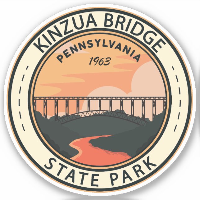 Sticker Kinzua Bridge State Park Pennsylvania Retro Badge (Devant)