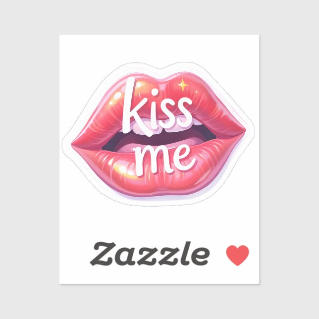 Sticker Kiss Me Glossy Red Lips Art Illustration (Feuille)