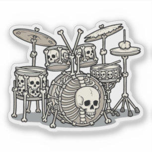 Sticker Kit de batterie squelette Heavy Metal