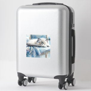 Sticker Kiton endormi Cottagecore Dream Bleu