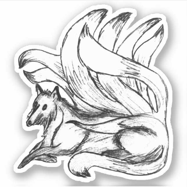 Sticker Kitsune Sketch japonais Fox (Devant)