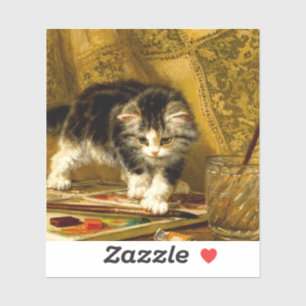Sticker Kitten avec peinture et brosses