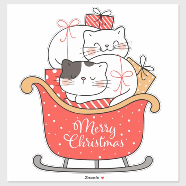 Sticker Kittens et Sleigh (Feuille)
