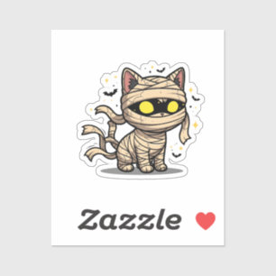 Sticker Kitty momifié - Yeux brillants Halloween Vinyl