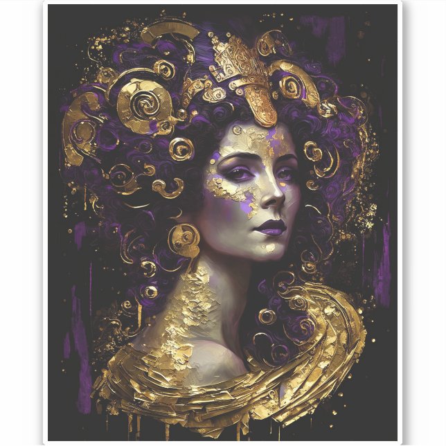 Sticker Klimt Inspiré Queen Goddess (Devant)
