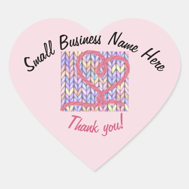 Sticker Knit Yarn Heart Merci pour petites entrepr (Devant)