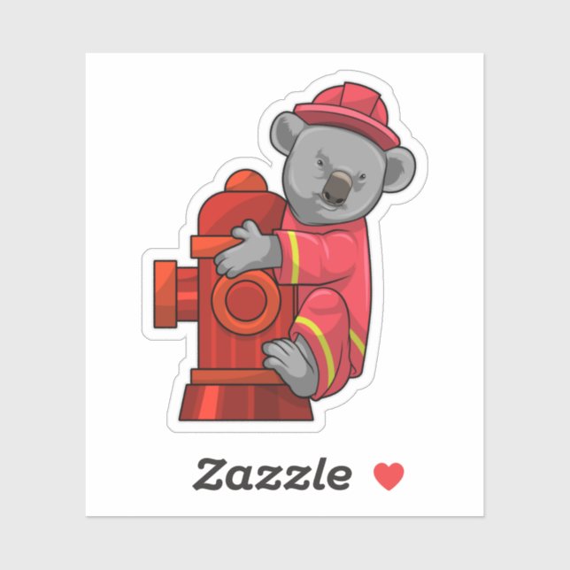 Sticker Koala as Firefighter with Fire hydrant (Feuille)