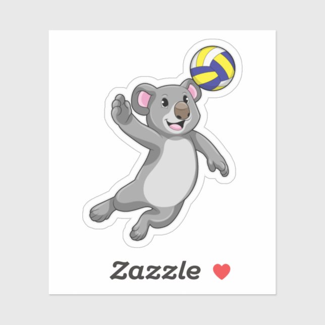 Sticker Koala comme joueur de volleyball avec volleyball (Feuille)