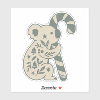 Sticker Koala de Noël avec Canne à Sucre