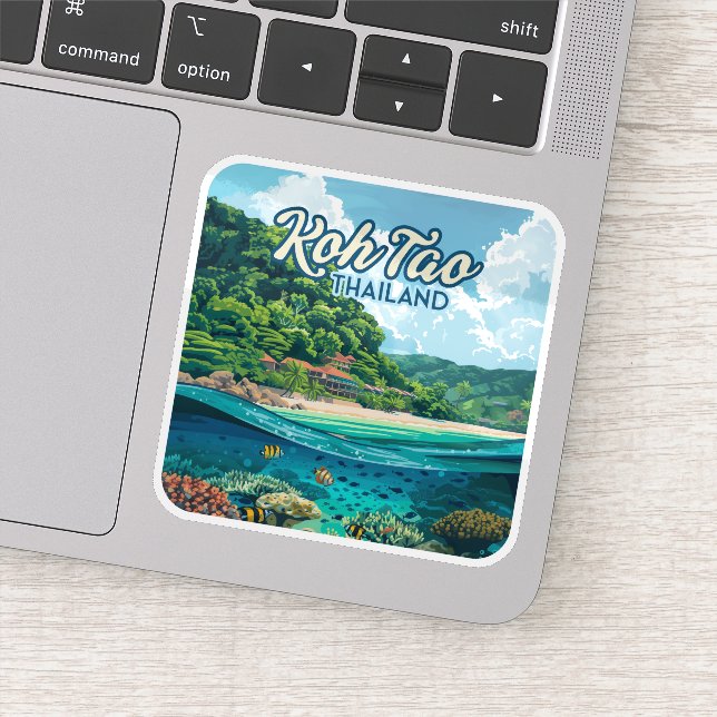 Sticker Koh Tao Thaïlande Asie Plage de plongée sous-marin (Détail)