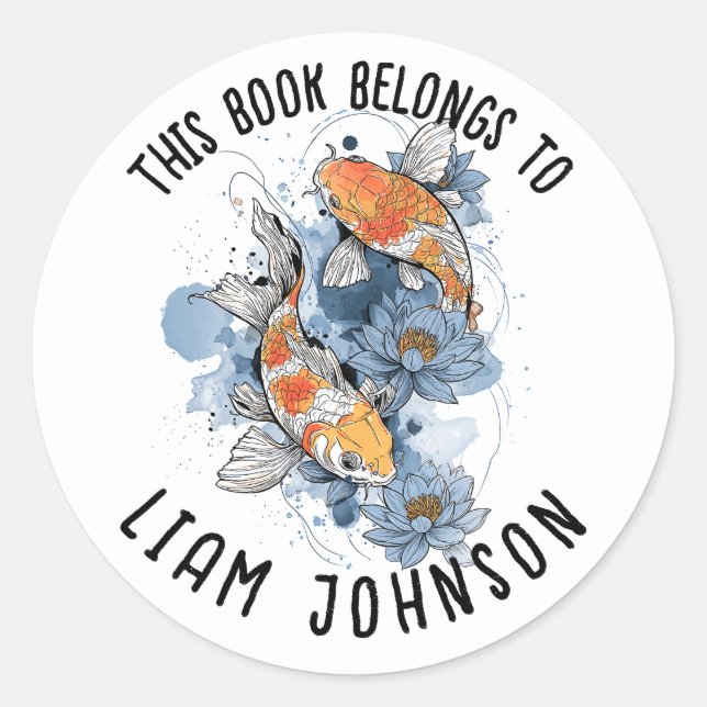 Sticker Koi Fish Lotus | Étiquette de retour à l'é (Devant)