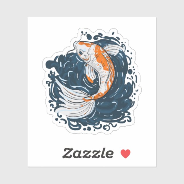 Sticker Koi Poisson maître de courbure (Feuille)