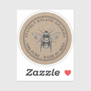 Sticker Kraft Apiary 100% Pur Fabriqué Par Bees Honey