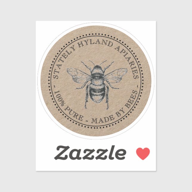Sticker Kraft Apiary 100% Pur Fabriqué Par Bees Honey (Feuille)