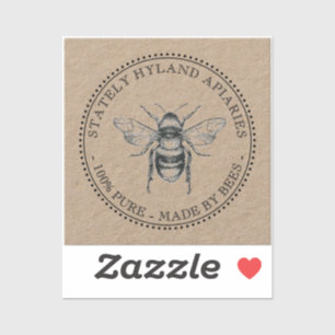 Sticker Kraft Apiary 100% Pur Fabriqué Par Bees Honey