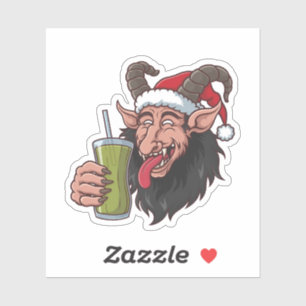 Sticker Krampus Boire Vert Matcha Noël Éffrayant