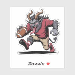 Sticker Krampus Jouant au Football Noël Fitness Xmas