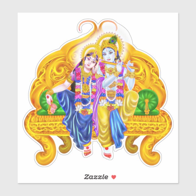 Sticker Krishna Radha Vigneshwara Hinduisme psychédélique (Feuille)