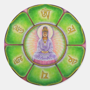 Sticker Kuan Yin "Om Mani Padme Hum"