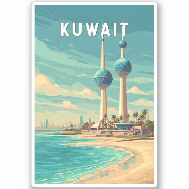 Sticker Kuwait Illustration Travel Art Vintage (Devant)