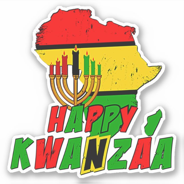 Sticker Kwanzaa Carte Africaine 7Bougies, Kiss Cut (Devant)
