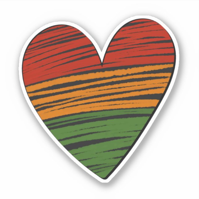 Sticker Kwanzaa Junetdix Rouge Noir Vert Peinture Coeur (Devant)