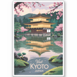 Sticker Kyoto Japon Kinkaku-ji Illustration Voyage Art Vin