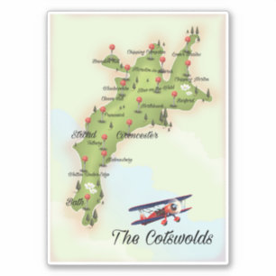 Sticker La carte de cru de Cotswolds