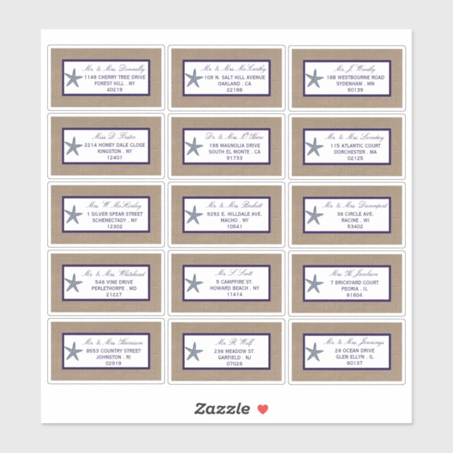 Sticker La collection de mariages de la marine Starfish Bu (Feuille)