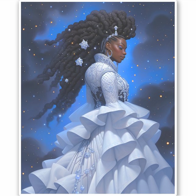Sticker La Dame Cosmique Art Imaginaire Africain Américain (Devant)